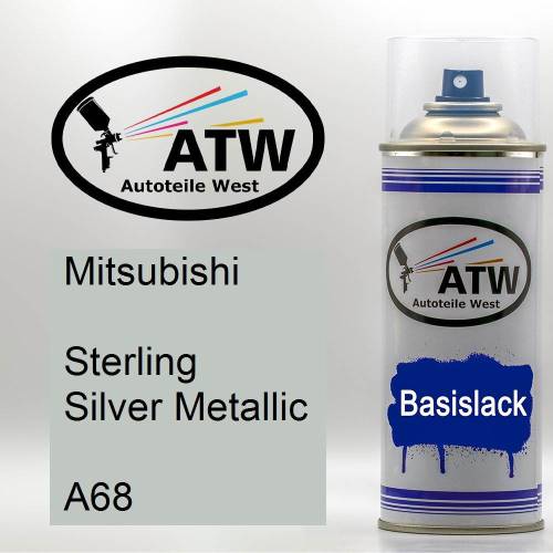 Mitsubishi, Sterling Silver Metallic, A68: 400ml Sprühdose, von ATW Autoteile West.